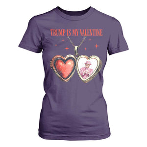 Funny Trump Is My Valentine T Shirt For Women Valentine's Day Pink Trump Heart Necklace TS11 Purple Print Your Wear