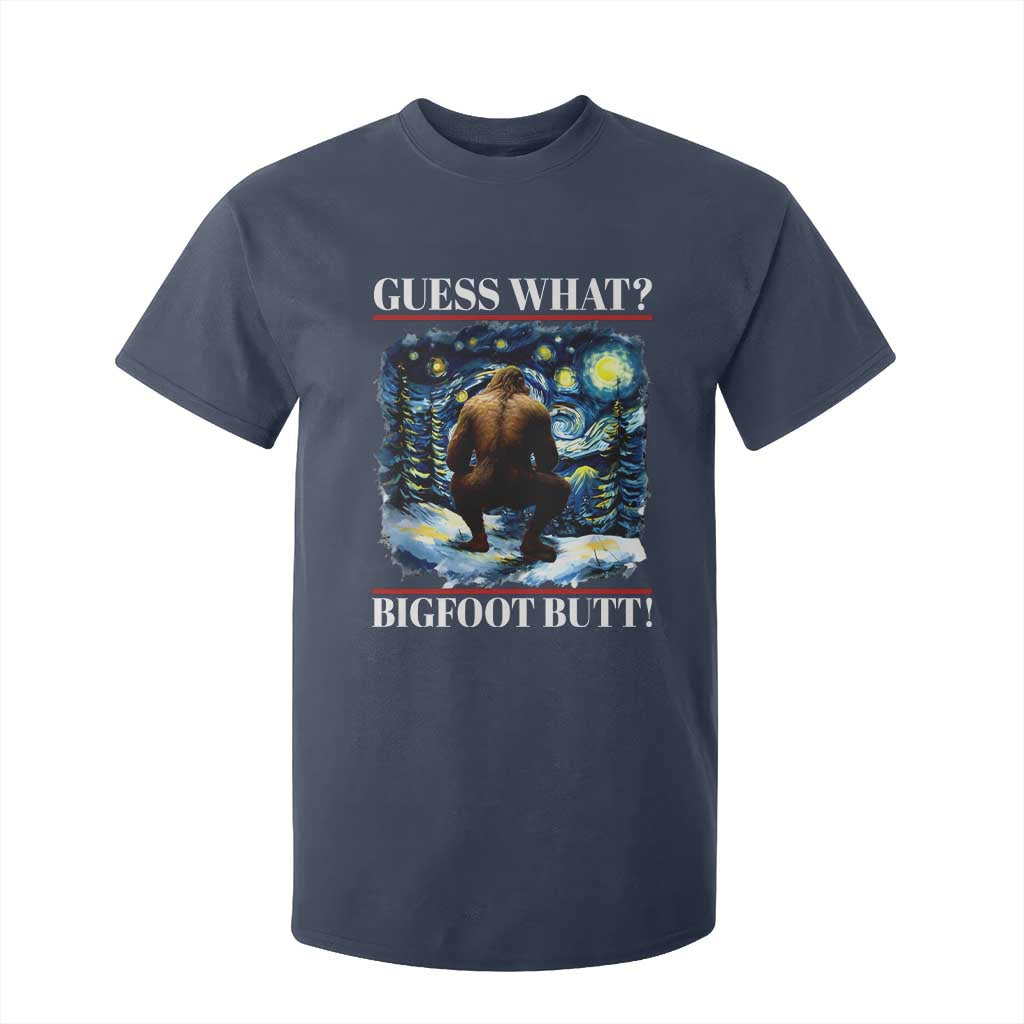 Funny Bigfoot Guess What T Shirt For Kid Butt Sasquatch Starry Night TS11 Navy Print Your Wear