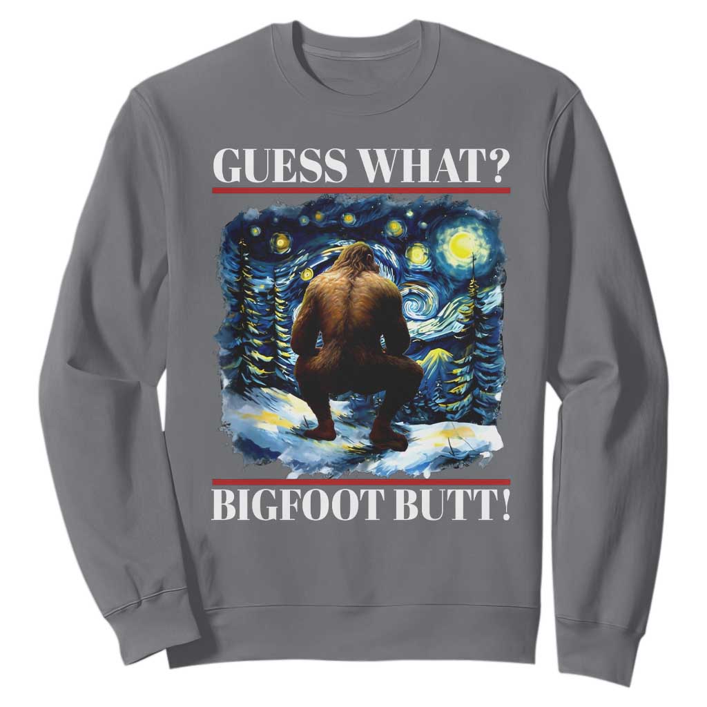 Funny Bigfoot Guess What Sweatshirt Butt Sasquatch Starry Night TS11 Charcoal Print Your Wear