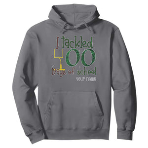 Personalized 100TH Day Of School Football Hoodie Custom Text I Tackled 100 Days Of School TS11 Charcoal Print Your Wear