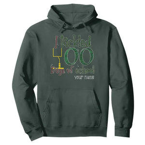 Personalized 100TH Day Of School Football Hoodie Custom Text I Tackled 100 Days Of School TS11 Dark Forest Green Print Your Wear