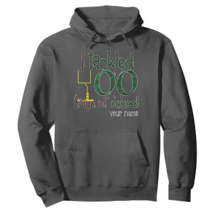 Personalized 100TH Day Of School Football Hoodie Custom Text I Tackled 100 Days Of School TS11 Dark Heather Print Your Wear