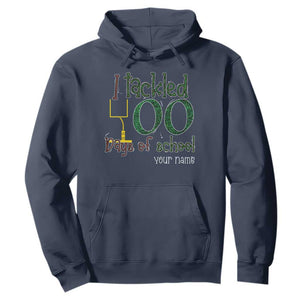 Personalized 100TH Day Of School Football Hoodie Custom Text I Tackled 100 Days Of School TS11 Navy Print Your Wear