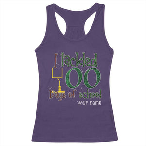 Personalized 100TH Day Of School Football Racerback Tank Top Custom Text I Tackled 100 Days Of School TS11 Purple Print Your Wear