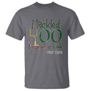 Personalized 100TH Day Of School Football T Shirt Custom Text I Tackled 100 Days Of School TS11 Charcoal Print Your Wear