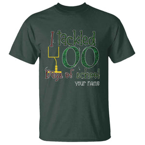 Personalized 100TH Day Of School Football T Shirt Custom Text I Tackled 100 Days Of School TS11 Dark Forest Green Print Your Wear