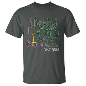 Personalized 100TH Day Of School Football T Shirt Custom Text I Tackled 100 Days Of School TS11 Dark Heather Print Your Wear