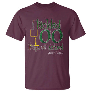 Personalized 100TH Day Of School Football T Shirt Custom Text I Tackled 100 Days Of School TS11 Maroon Print Your Wear