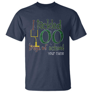 Personalized 100TH Day Of School Football T Shirt Custom Text I Tackled 100 Days Of School TS11 Navy Print Your Wear