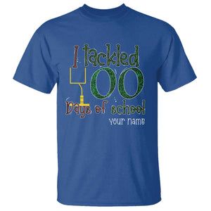 Personalized 100TH Day Of School Football T Shirt Custom Text I Tackled 100 Days Of School TS11 Royal Blue Print Your Wear