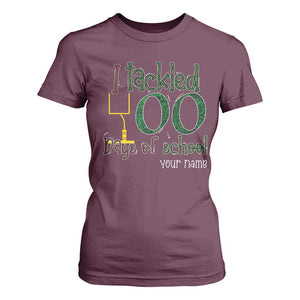 Personalized 100TH Day Of School Football T Shirt For Women Custom Text I Tackled 100 Days Of School TS11 Maroon Print Your Wear