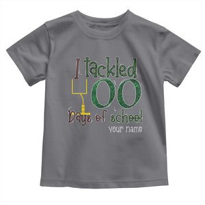 Personalized 100TH Day Of School Football Toddler T Shirt Custom Text I Tackled 100 Days Of School TS11 Charcoal Print Your Wear