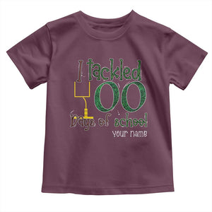 Personalized 100TH Day Of School Football Toddler T Shirt Custom Text I Tackled 100 Days Of School TS11 Maroon Print Your Wear