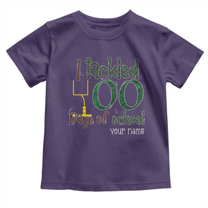 Personalized 100TH Day Of School Football Toddler T Shirt Custom Text I Tackled 100 Days Of School TS11 Purple Print Your Wear