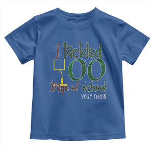 Personalized 100TH Day Of School Football Toddler T Shirt Custom Text I Tackled 100 Days Of School TS11 Royal Blue Print Your Wear