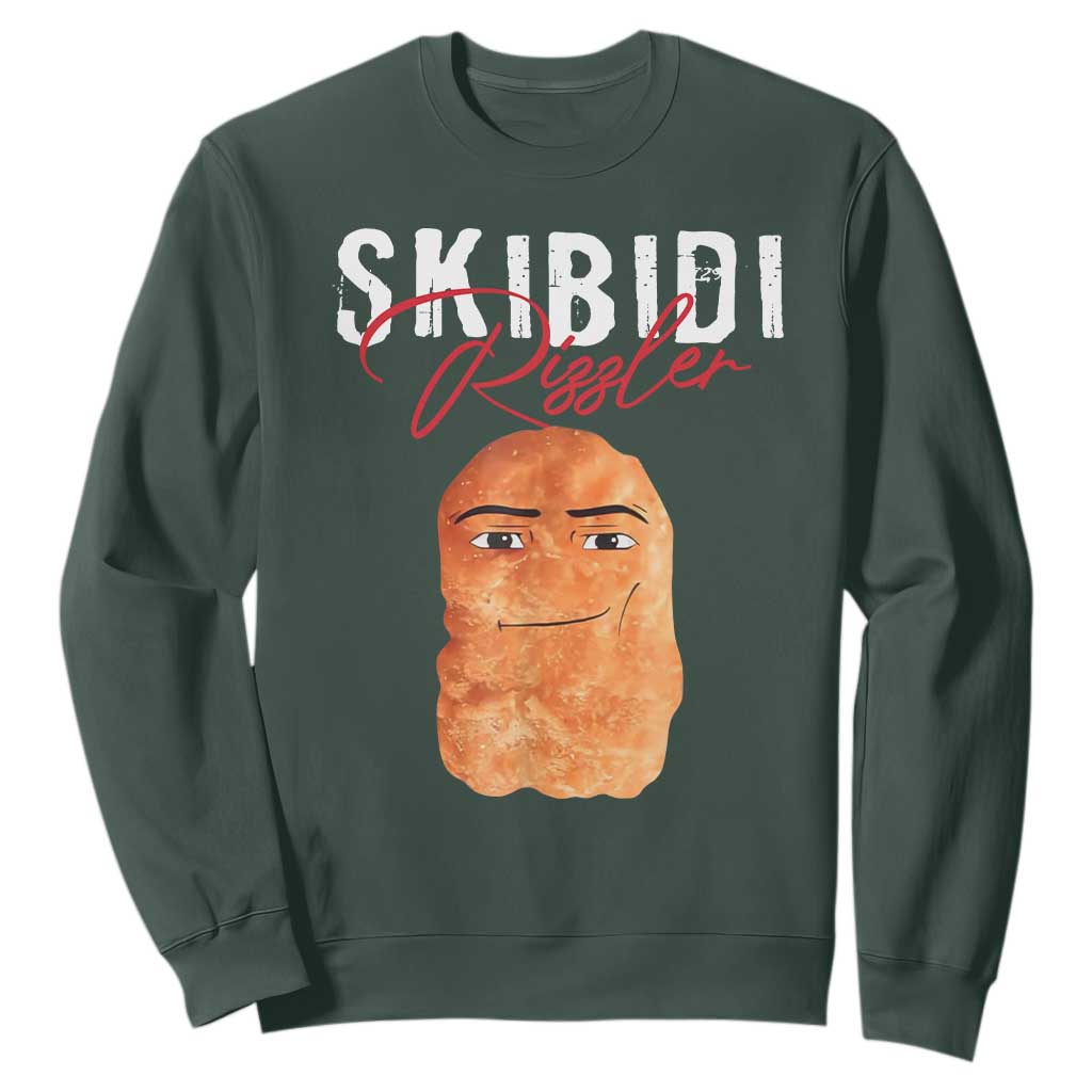 Funny Skibidi Toilet Rizzler Sweatshirt Brainrot Memes Rizz TS11 Dark Forest Green Print Your Wear
