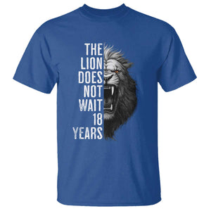Funny The Lion Does Not Wait 18 Years T Shirt Lion Meme Gen Z Alpha TS11 Royal Blue Print Your Wear