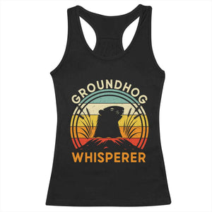 Funny Groundhog Whisperer Racerback Tank Top Retro Vintage Woodchuck Lover TS11 Black Print Your Wear