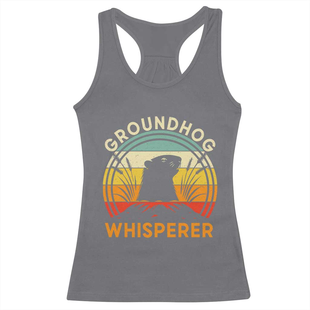 Funny Groundhog Whisperer Racerback Tank Top Retro Vintage Woodchuck Lover TS11 Charcoal Print Your Wear