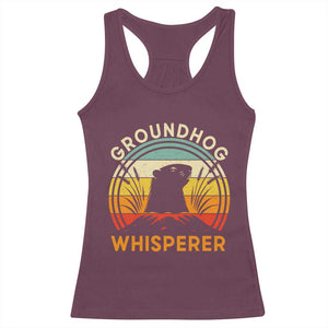 Funny Groundhog Whisperer Racerback Tank Top Retro Vintage Woodchuck Lover TS11 Maroon Print Your Wear