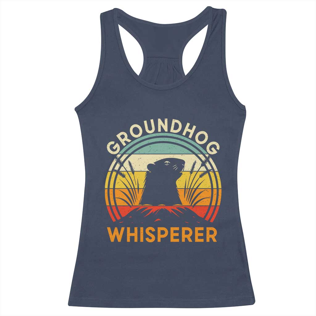 Funny Groundhog Whisperer Racerback Tank Top Retro Vintage Woodchuck Lover TS11 Navy Print Your Wear