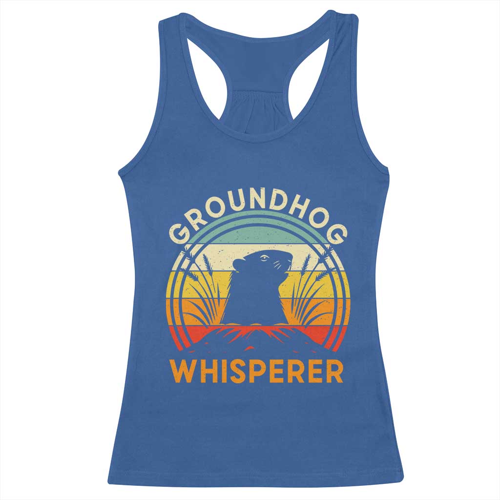 Funny Groundhog Whisperer Racerback Tank Top Retro Vintage Woodchuck Lover TS11 Royal Blue Print Your Wear