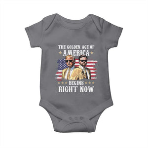 Funny Trump Vance 2025 Baby Onesie The Golden Age Of America Begins Right Now American Flag TS11 Charcoal Print Your Wear