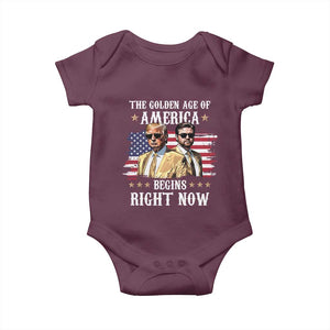 Funny Trump Vance 2025 Baby Onesie The Golden Age Of America Begins Right Now American Flag TS11 Maroon Print Your Wear