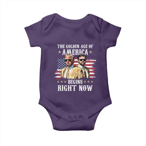 Funny Trump Vance 2025 Baby Onesie The Golden Age Of America Begins Right Now American Flag TS11 Purple Print Your Wear