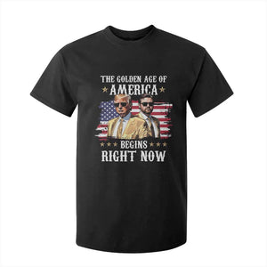 Funny Trump Vance 2025 T Shirt For Kid The Golden Age Of America Begins Right Now American Flag TS11 Black Print Your Wear