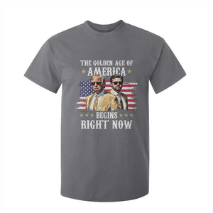 Funny Trump Vance 2025 T Shirt For Kid The Golden Age Of America Begins Right Now American Flag TS11 Charcoal Print Your Wear