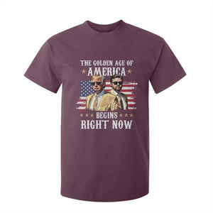 Funny Trump Vance 2025 T Shirt For Kid The Golden Age Of America Begins Right Now American Flag TS11 Maroon Print Your Wear