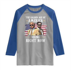 Funny Trump Vance 2025 Raglan Shirt The Golden Age Of America Begins Right Now American Flag TS11 Sport Gray Royal Print Your Wear