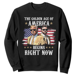 Funny Trump Vance 2025 Sweatshirt The Golden Age Of America Begins Right Now American Flag TS11 Black Print Your Wear