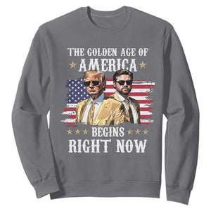 Funny Trump Vance 2025 Sweatshirt The Golden Age Of America Begins Right Now American Flag TS11 Charcoal Print Your Wear