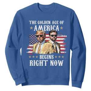 Funny Trump Vance 2025 Sweatshirt The Golden Age Of America Begins Right Now American Flag TS11 Royal Blue Print Your Wear