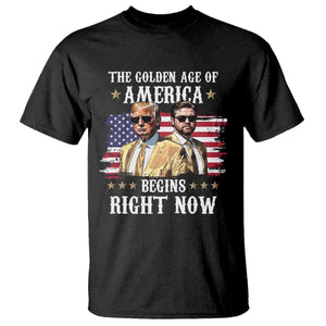 Funny Trump Vance 2025 T Shirt The Golden Age Of America Begins Right Now American Flag TS11 Black Print Your Wear