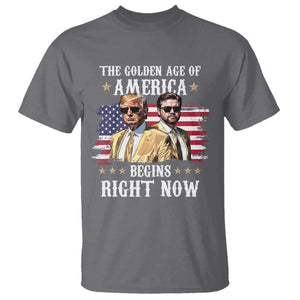 Funny Trump Vance 2025 T Shirt The Golden Age Of America Begins Right Now American Flag TS11 Charcoal Print Your Wear