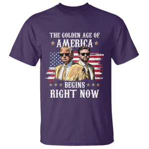 Funny Trump Vance 2025 T Shirt The Golden Age Of America Begins Right Now American Flag TS11 Purple Print Your Wear