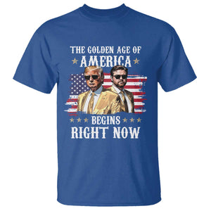 Funny Trump Vance 2025 T Shirt The Golden Age Of America Begins Right Now American Flag TS11 Royal Blue Print Your Wear