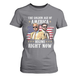 Funny Trump Vance 2025 T Shirt For Women The Golden Age Of America Begins Right Now American Flag TS11 Charcoal Print Your Wear