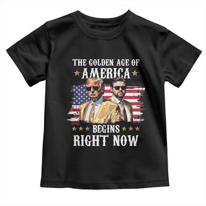 Funny Trump Vance 2025 Toddler T Shirt The Golden Age Of America Begins Right Now American Flag TS11 Black Print Your Wear