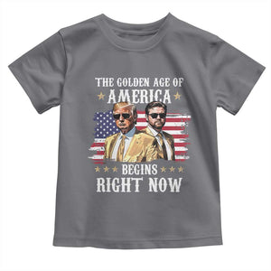 Funny Trump Vance 2025 Toddler T Shirt The Golden Age Of America Begins Right Now American Flag TS11 Charcoal Print Your Wear