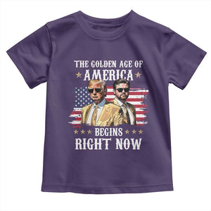 Funny Trump Vance 2025 Toddler T Shirt The Golden Age Of America Begins Right Now American Flag TS11 Purple Print Your Wear