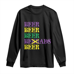 Funny Mardi Gras Drinking Long Sleeve Shirt Retro Beads Beer Carnival Party TS11 Black Print Your Wear