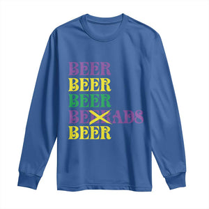 Funny Mardi Gras Drinking Long Sleeve Shirt Retro Beads Beer Carnival Party TS11 Royal Blue Print Your Wear