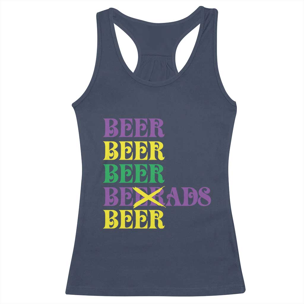 Funny Mardi Gras Drinking Racerback Tank Top Retro Beads Beer Carnival Party TS11 Navy Print Your Wear