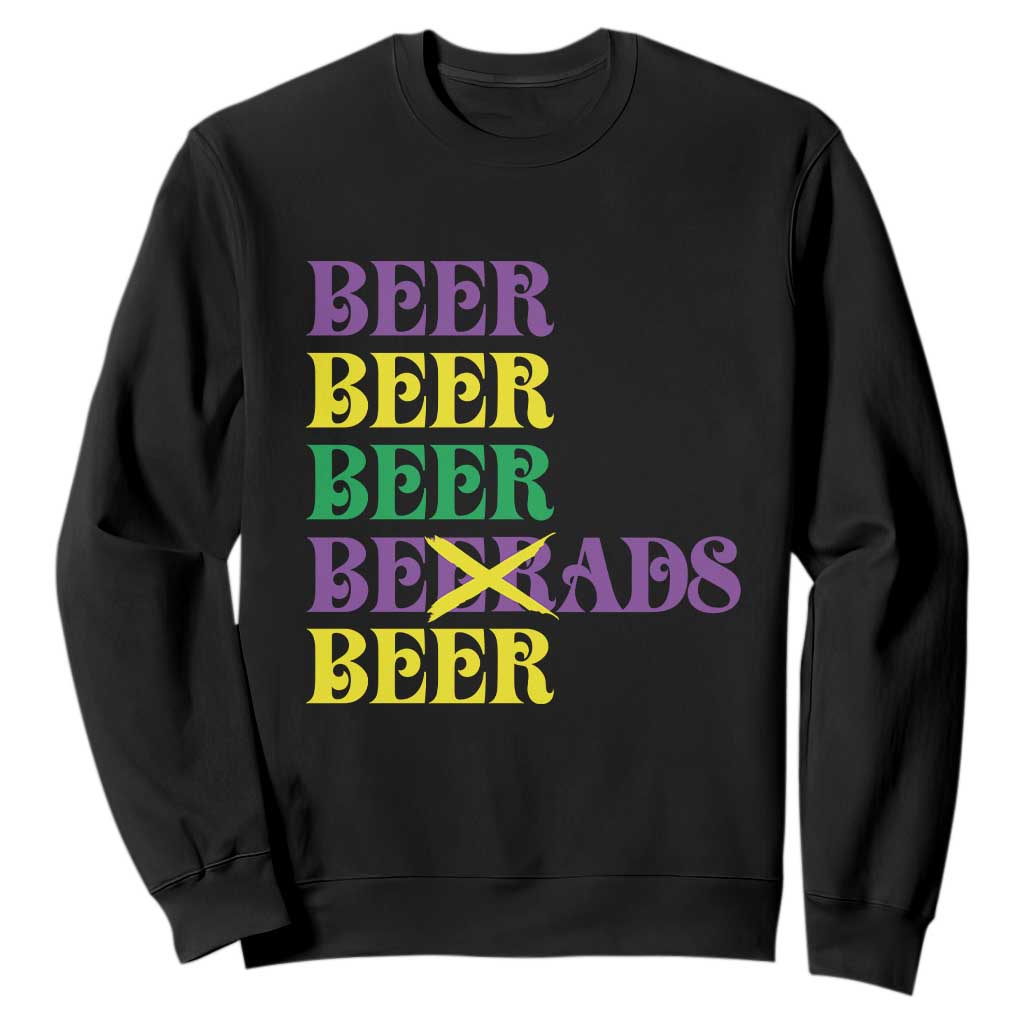 Funny Mardi Gras Drinking Sweatshirt Retro Beads Beer Carnival Party TS11 Black Print Your Wear