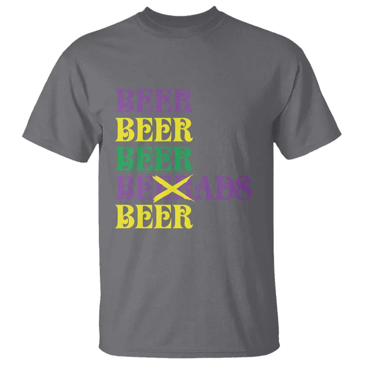 Funny Mardi Gras Drinking T Shirt Retro Beads Beer Carnival Party TS11 Charcoal Print Your Wear