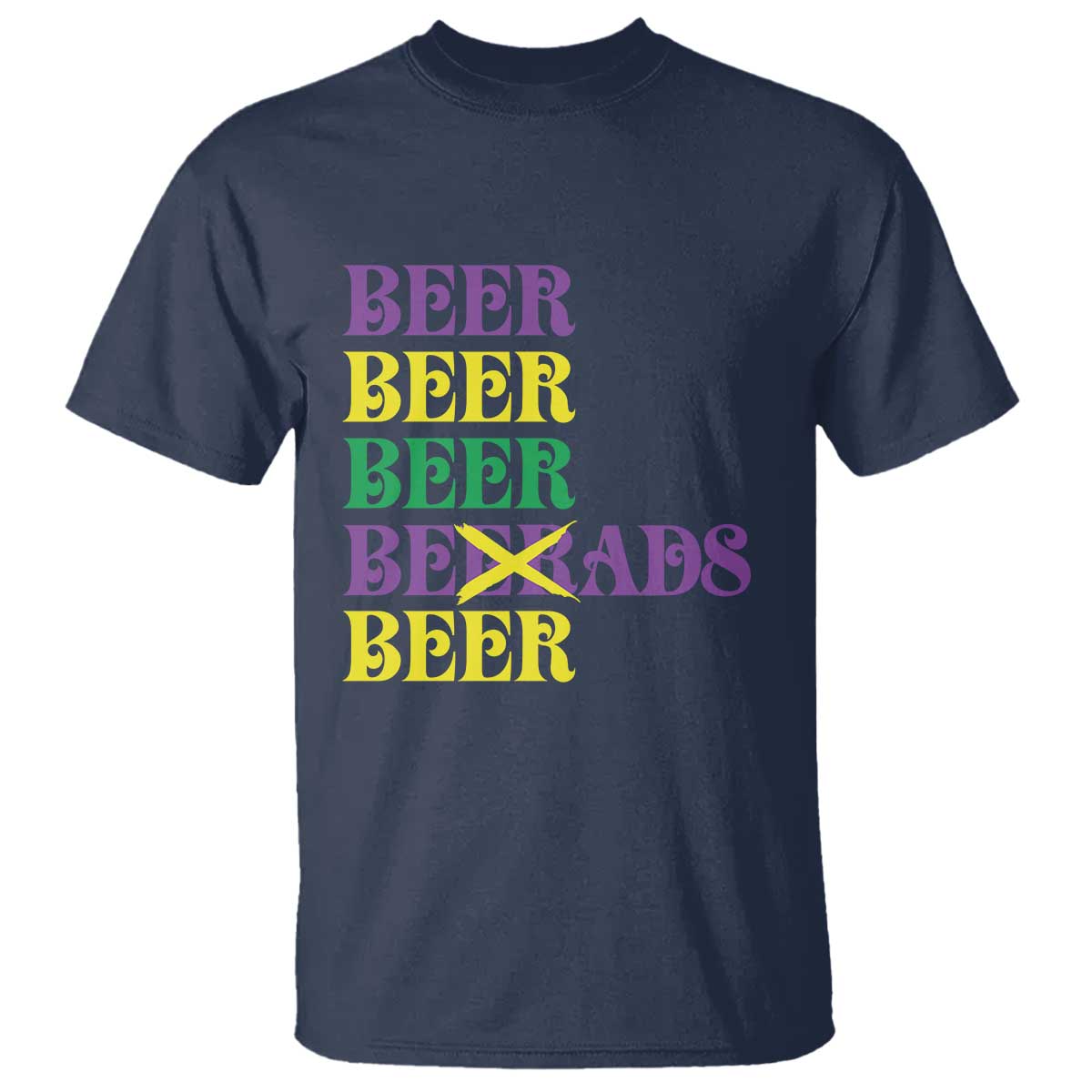 Funny Mardi Gras Drinking T Shirt Retro Beads Beer Carnival Party TS11 Navy Print Your Wear